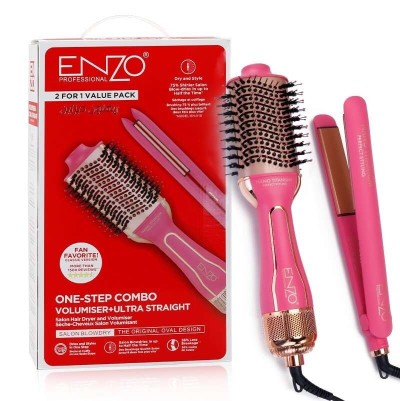 تمليس-و-فراشي-شعر-pack-enzo-en-510-brosse-chauffante-rotative-professionnelle-lisseur-rose-برج-الكيفان-الجزائر