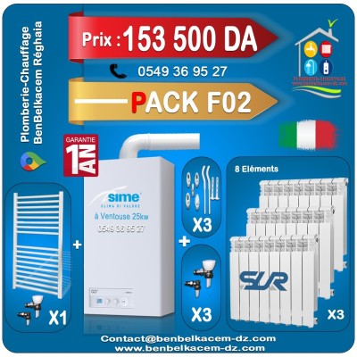 Pack Chaudiere Mural Sime Brava GO 25kw Ventouse F1/F2/F3/F4/F5/F6/F7