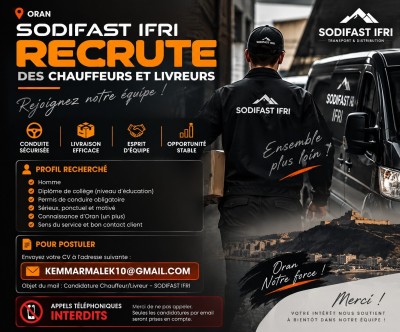 transport-chauffeurs-recrutement-et-livreurs-sodifast-ifri-oran-algerie