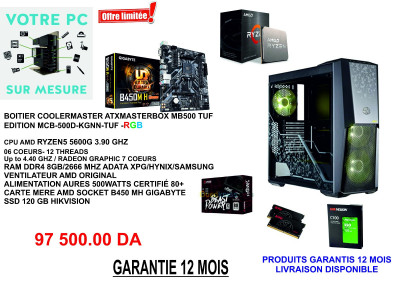 PC GAMER SG-LINGS ARGB NOIR AMD RYZEN 5 5600G VEGA 7 8GB RAM 256GB