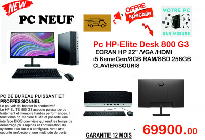 pc-de-bureau-neufpc-hp-elite-desk-800-i5-6eme-08gb-ram256-gb-ssd-ecran-215-neuf-adrar-chlef-laghouat-oum-el-bouaghi-batna-algerie