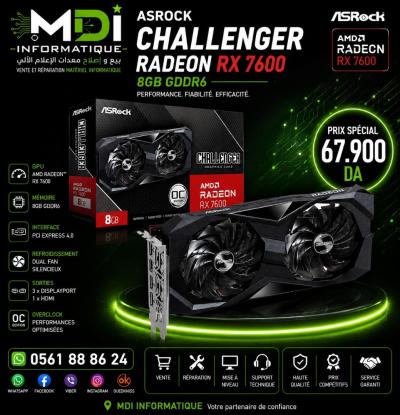 graphic-cards-asrock-challenger-radeon-rx-7600-oc-8gb-gddr6-alger-centre-algeria
