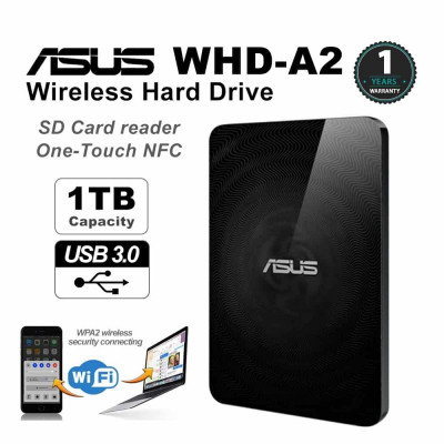 Disque dur ASUS  1 to et lecteur de carte SD en Wi-Fi, compatible NFC