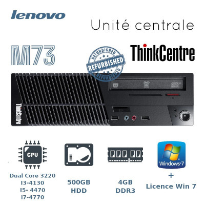 Unité centrale Lenovo ThinkCentre M70E SFF Dual Core 4Go RAM 500Go