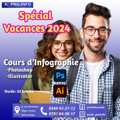Cours d'Infographie (Photoshop, Illustrator) Spécial Vacances
