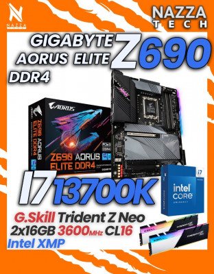 KIT I7-13700K + GIGABYTE Z690 AORUS ELITE DDR4 + RAM 32GB (3600Mhz Cl16)