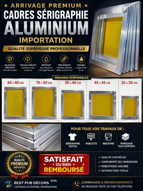 CADRES SÉRIGRAPHIE ALUMINIUM IMPORTATION