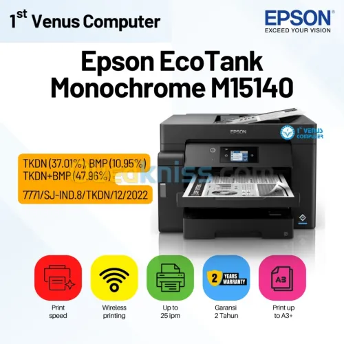 IMPRIMANTE MF3IN1 EPSON M15140 A3 WIFI+ RJ45/ R-V A RESERVOIR NOIRE