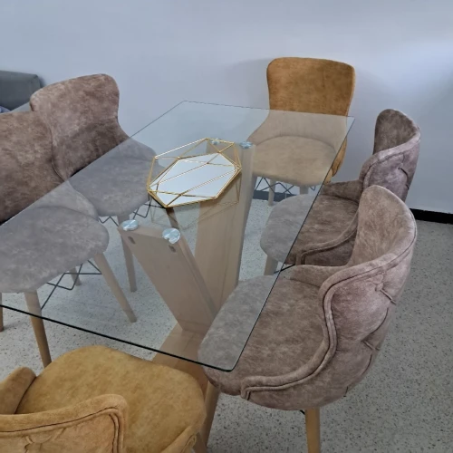 Ensemble salle à manger ( table en verre trempé + 6 chaises )