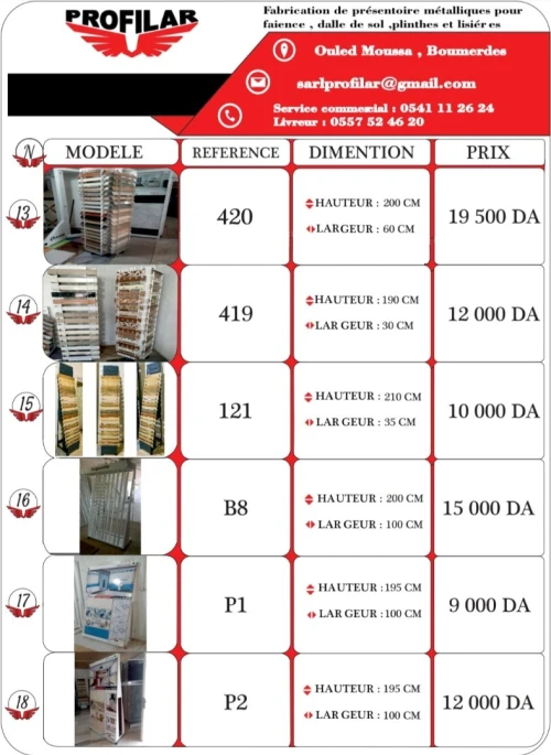 Présentoir,faience,dal de sol,plinthe 