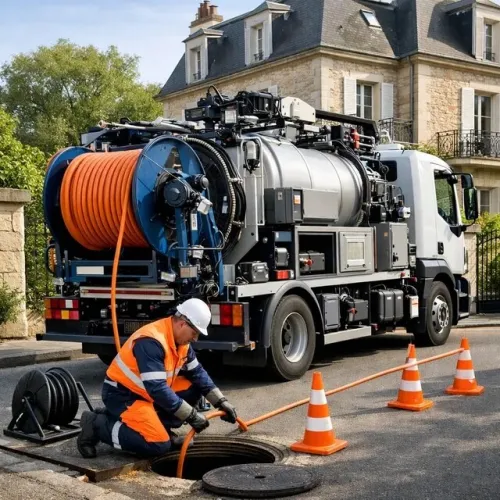 Camion vidange debouchage canalisation de regarde fesse septique