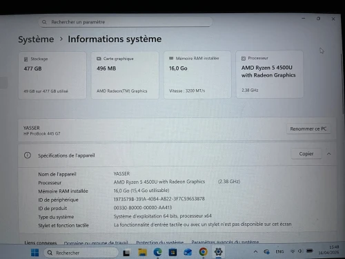 Pc portable hp