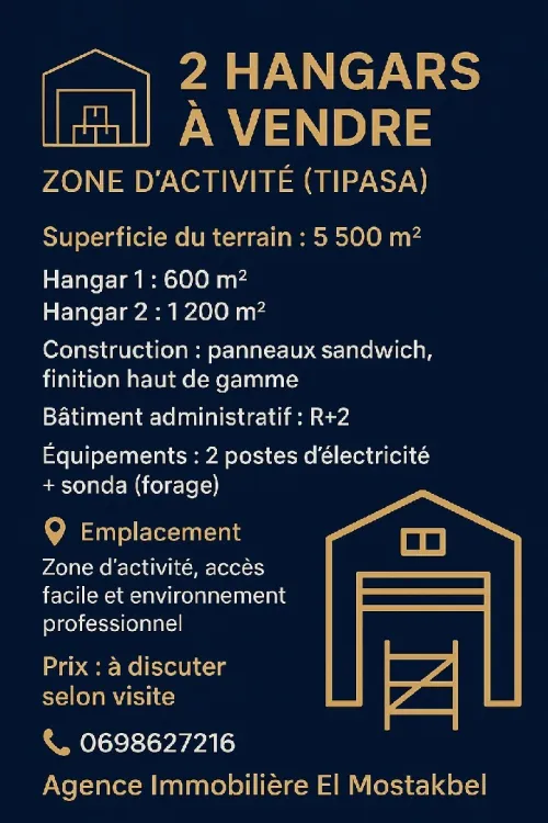 Vente Hangar - Usine Tipaza Kolea