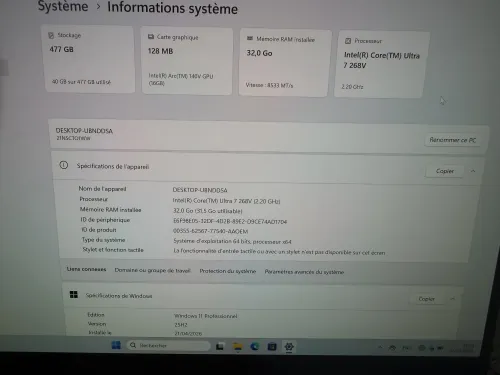 LENOVO THINKPAD X1 CARBON GEN 13 AURA EDITION ULTRA 7 EVO 268V 32GO  512 ssd