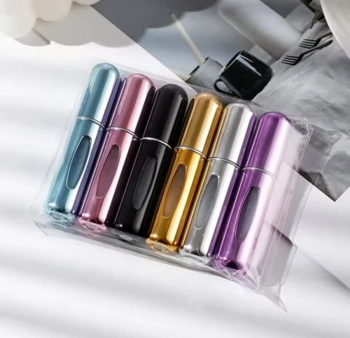 Bouteille de pulvérisation Portable, combinaison de voyage, 5ml, remplissage inférieur auto-amorçant, ensemble de bouteilles de parfum, 6 pièces