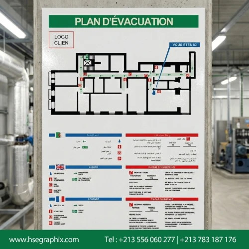 Signalétique Intérieure & Plans d'Évacuation / Intervention - Design HSE Personnalisé