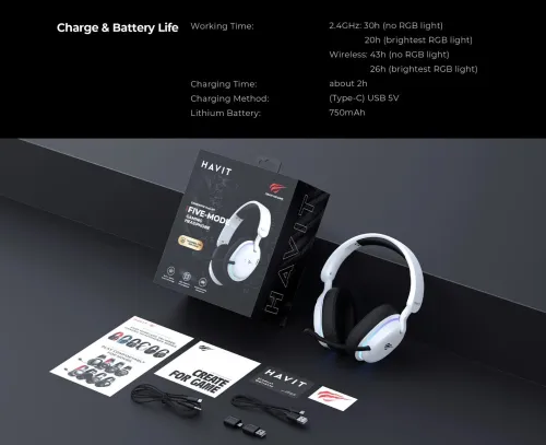 CASQUE GAMER HAVIT FUXI-H7 FIVE MODE 2.4G+BT+TC+UC