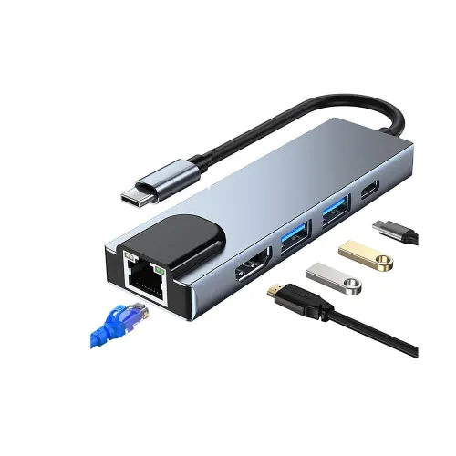 Adaptateur TYPE-C TO HDMI 5IN1(LAN/TYPE C/2xUSB3.0/HDMI)