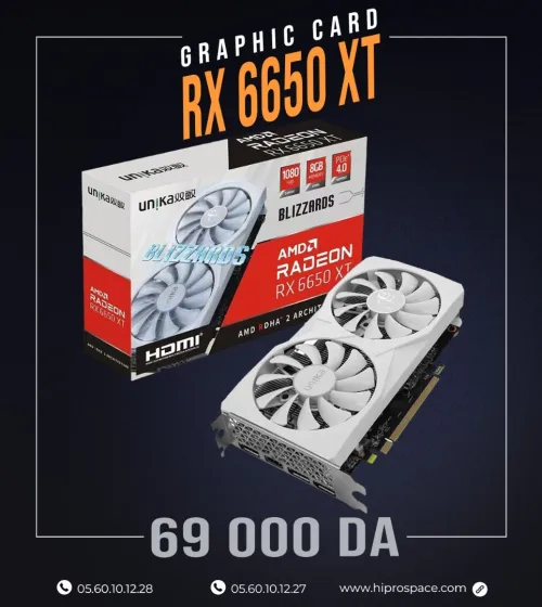 Carte Graphique unika AMD Radeon RX 6650XT Gaming with 8GB GDDR6, AMD RDNA 2 Ventilateur 