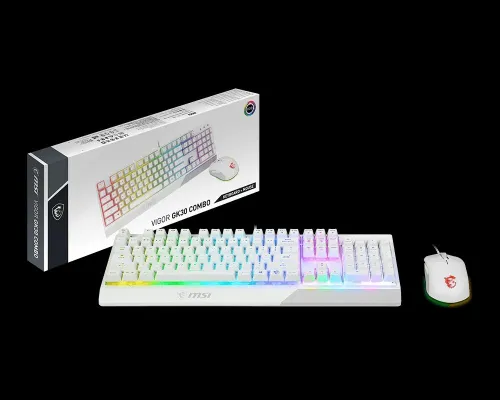 COMBO CLAVIER & SOURIS MSI VIGOR GK30 SEMI MECANIQUE WHITE TVD