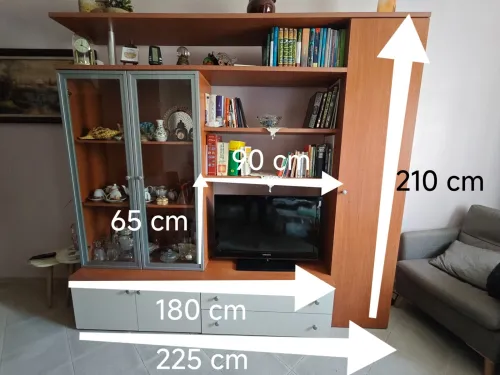 Meuble TV bibliothèque salon 225x55 cm