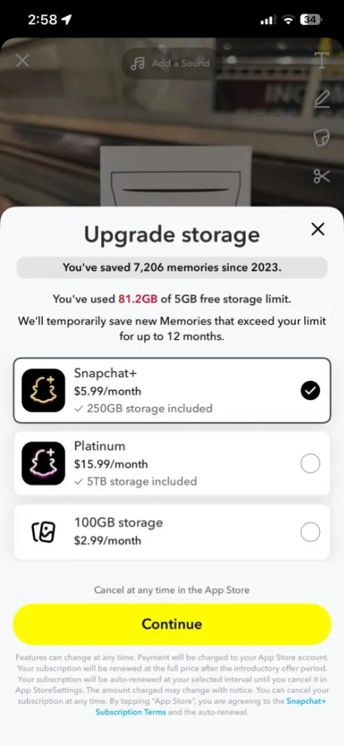 Stockage Snapchat et abonnement Snapchat Plus à petits prix