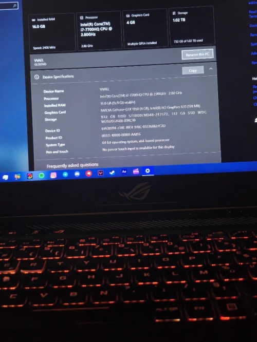 ASUS ROG GL503VD à vendre