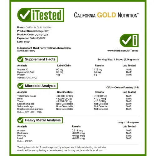 Collagène marin, Peptides et vitamine C, 206 g - California Gold Nutrition -
