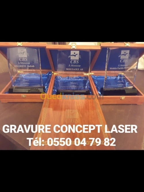  Gravure Laser sur Verre  et Trophée