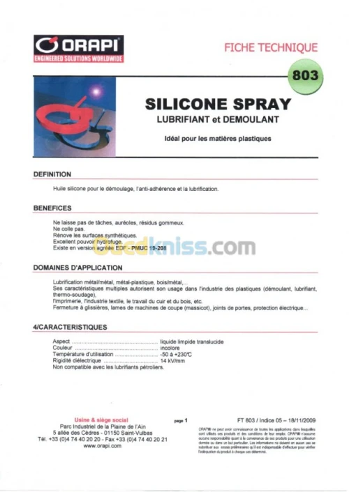 ORAPI 803 HUILE SILICONE 400 ML
