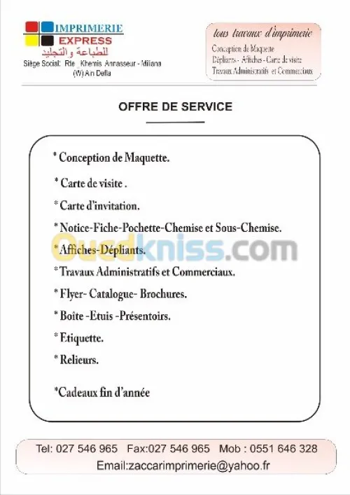 tous travaux d'imprimerie  