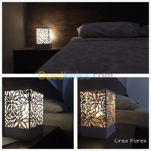 Découpe claustra, luminaires, miroirs 