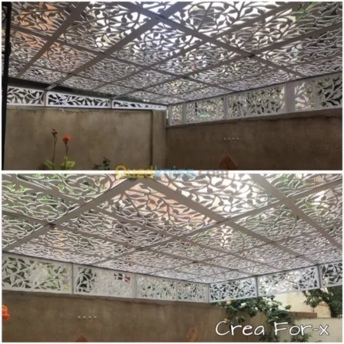 Découpe claustra, luminaires, miroirs 