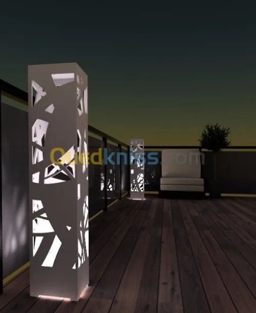 Découpe claustra, luminaires, miroirs 