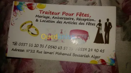 Fêtes , mariages , anniversaires .....