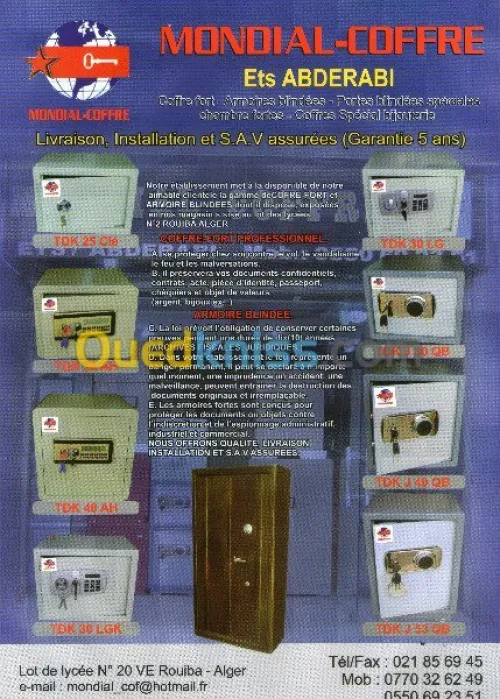 vente reparation coffre 