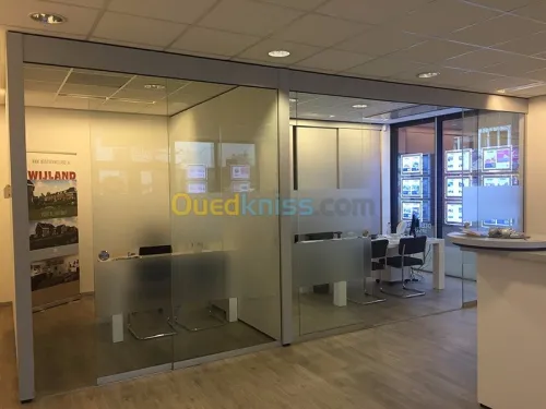 MENUISERIE EN ALUMINIUM,VERRE TREMPE 