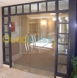 MENUISERIE EN ALUMINIUM,VERRE TREMPE 