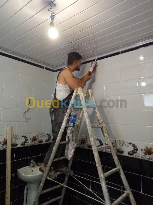 Pose faux plafond pvc