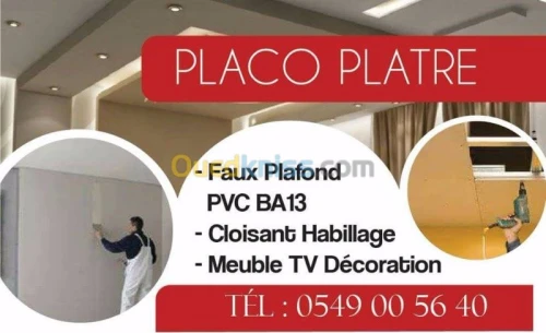 faux plaond et revetment murale placo