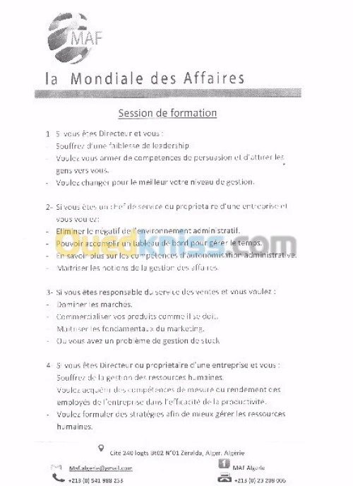 Formation d'une journée