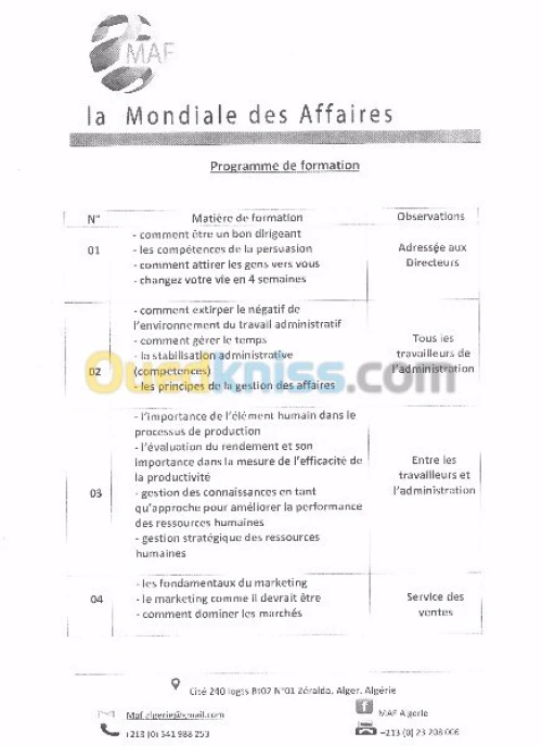 Formation d'une journée