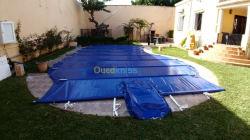 Couverture piscine (Bâche avec barres en Aluminium ) غطاء المسبح (غطاء مزوّد بقضبان من الألمنيوم)