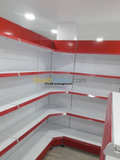 Rayonnage supérette frigo caisse 