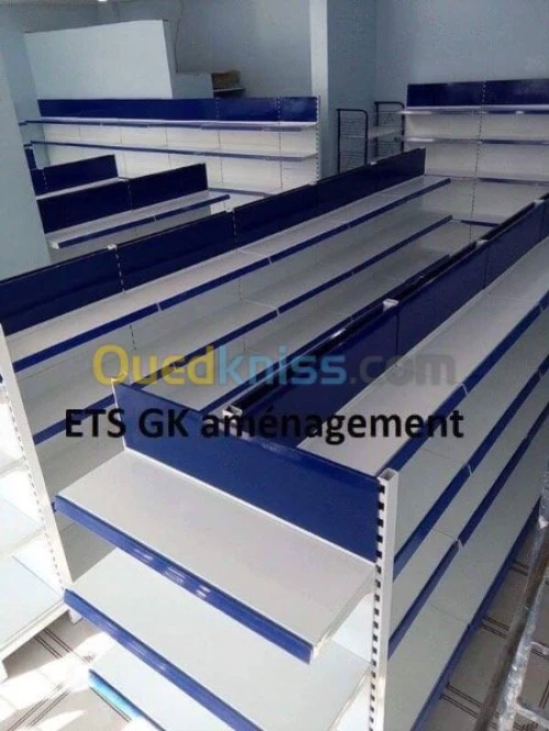 Rayonnage supérette frigo caisse 