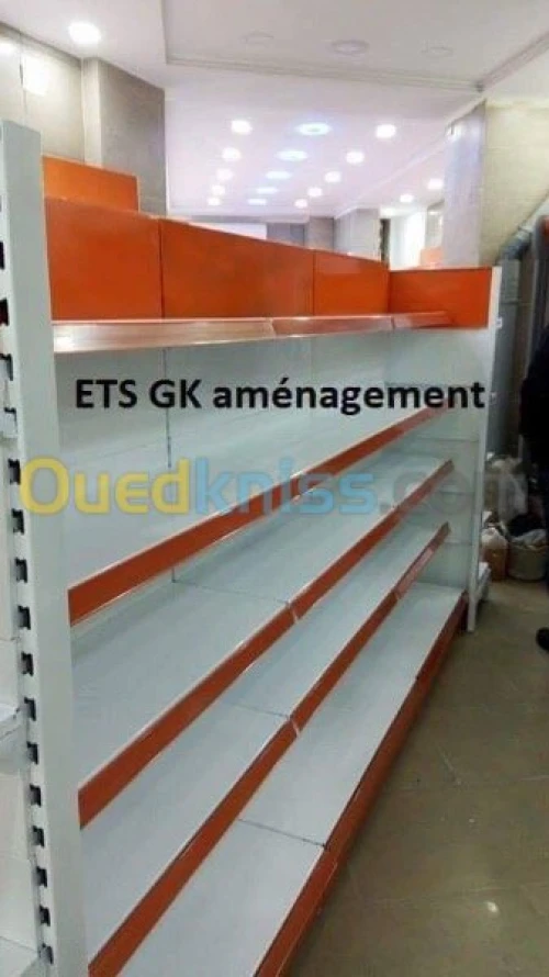 Rayonnage supérette frigo caisse 