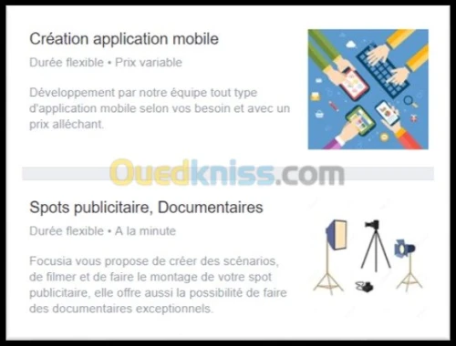 création site web, application mobile