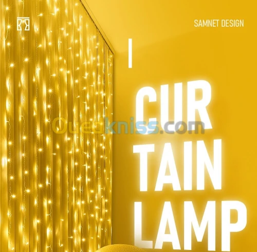 Guirlande guirxiété Rideau LED 3x3 mètres couleur jaune doré ستار ضوئي خاص برمضان