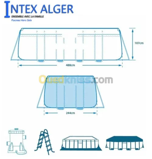 Promotion 2022 : Piscine hors sol Intex - 488x244x107cm