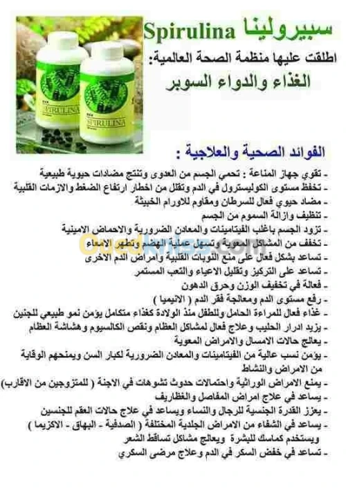  السبيرولينا والفطر الريشي وعرف الأسد
